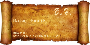Balog Henrik névjegykártya